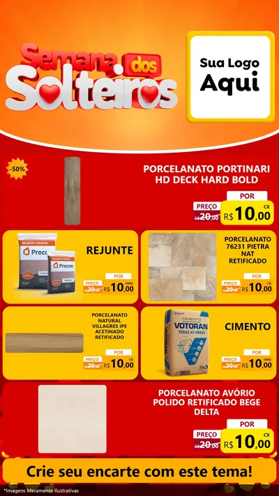 Modelo de TV para TV Vertical com o tema Semana dos Solteiros para Pisos e revestimentos