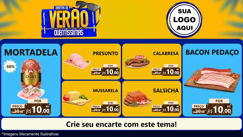 Modelo de TV para TV Horizontal com o tema Ofertas de Verão Quentíssimas para Frios e Laticínios