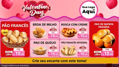 Modelo de TV para TV Horizontal com o tema Valentine's Day para Padaria