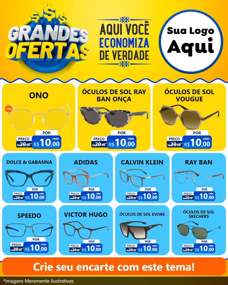 Modelo de Rede Social para Feed Instagram com o tema Grandes Ofertas para Óticas
