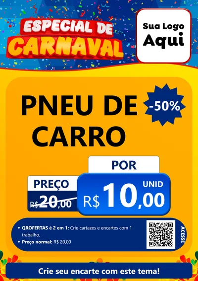 Modelo de Cartaz para Cartaz A4 Vertical com o tema Especial de Carnaval para Auto peças