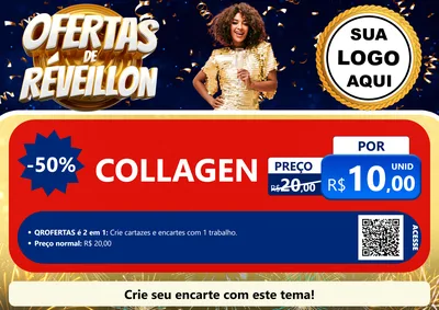Modelo de Cartaz para Cartaz A4 Horizontal com o tema Ofertas de Réveillon para Suplementos alimentares