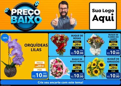 Modelo de Encarte para Encarte A4 Horizontal com o tema Preço Baixo para Floricultura e jardim