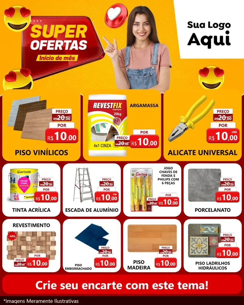 Modelo de Rede Social para Feed Instagram com o tema Super Ofertas Inicio De mês para Material para Construção
