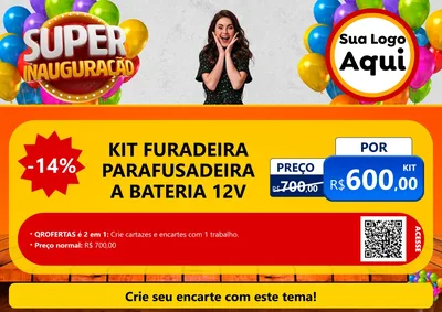 Modelo de Cartaz para Cartaz A4 Horizontal com o tema Super Inauguração para Maquinas e Ferramentas
