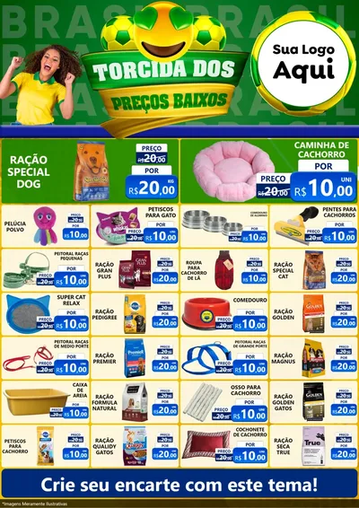 Modelo de Encarte para Encarte A4 Vertical com o tema Torcida dos Preços Baixos - Copa para Pet Shop