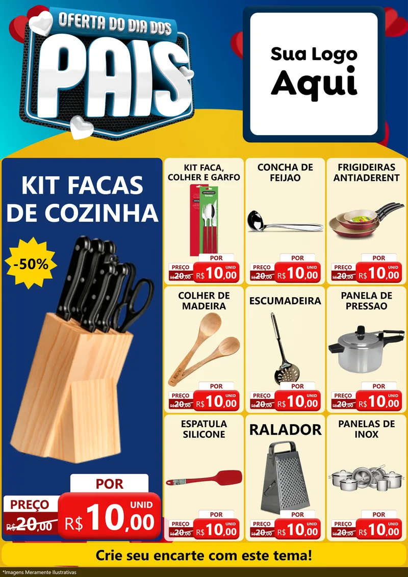 Modelo de Encarte para Encarte A4 Vertical com o tema Oferta Do Dia Dos Pais para Utilidades Domésticas