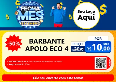 Modelo de Cartaz para Cartaz A4 Horizontal com o tema Operação Fecha Mês Setembro para Armarinho e Aviamentos