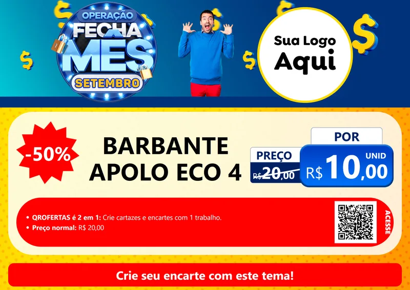 Modelo de Cartaz para Cartaz A4 Horizontal com o tema Operação Fecha Mês Setembro para Armarinho e Aviamentos