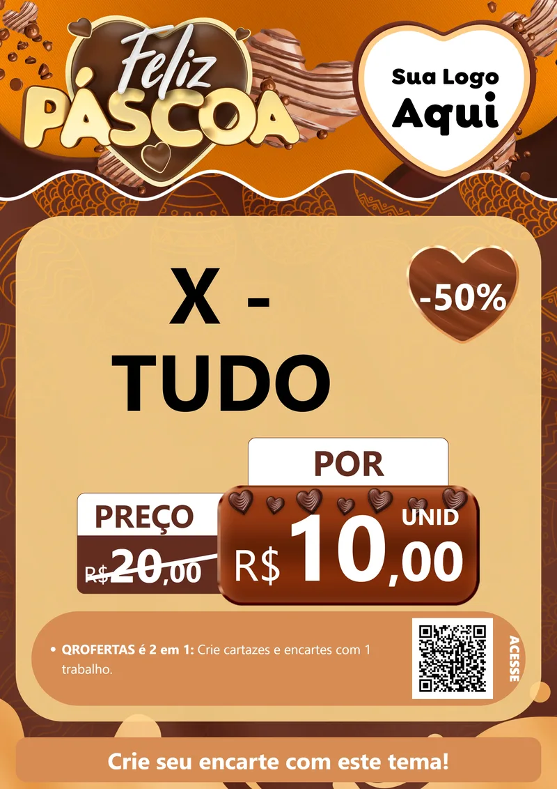 Modelo de Cartaz para Cartaz A4 Vertical com o tema Feliz Páscoa para Hamburgueria