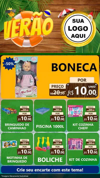 Modelo de Rede Social para Stories com o tema Verão para Brinquedos