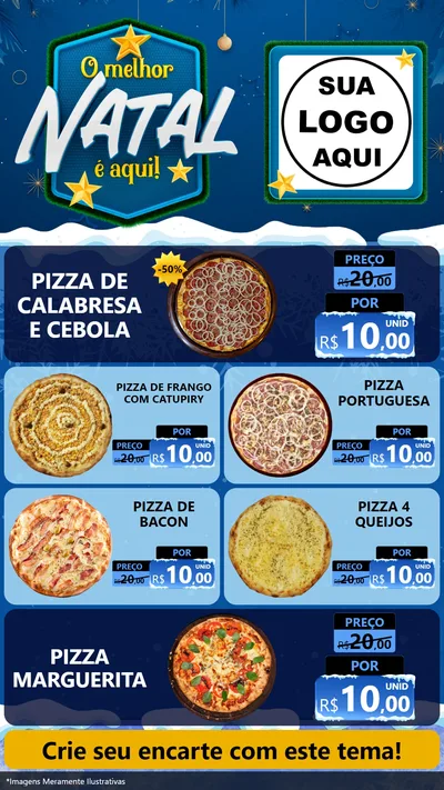 Modelo de TV para TV Vertical com o tema O Melhor Natal É Aqui! para Pizzaria