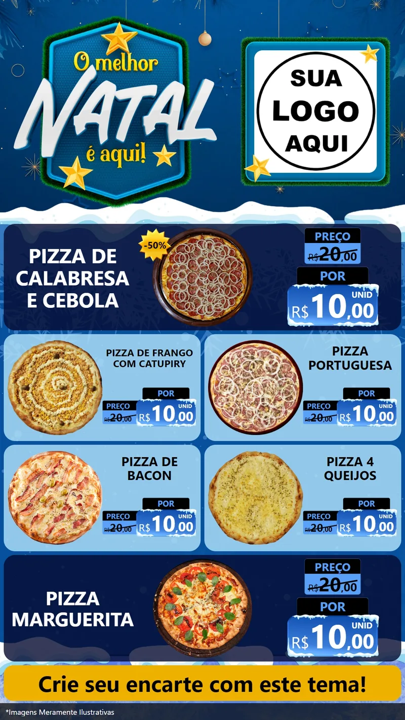 Modelo de TV para TV Vertical com o tema O Melhor Natal É Aqui! para Pizzaria