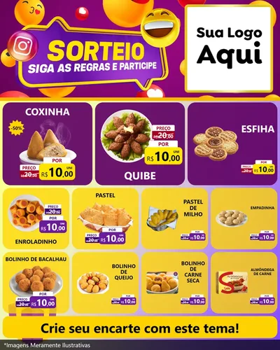 Modelo de Rede Social para Feed Instagram com o tema Sorteio para Salgadaria