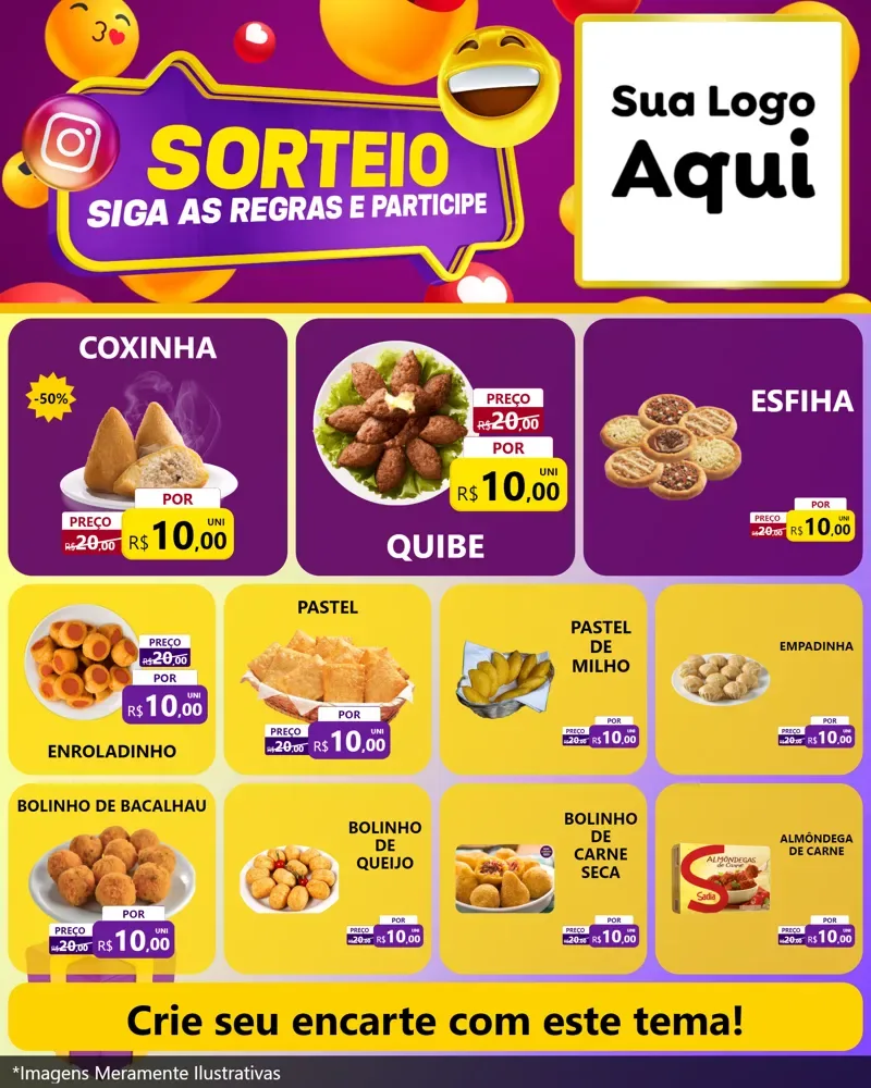 Modelo de Rede Social para Feed Instagram com o tema Sorteio para Salgadaria