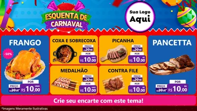 Modelo de TV para TV Horizontal com o tema Esquenta de Carnaval para Assados