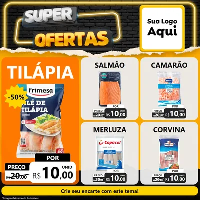 Modelo de Rede Social para Feed Facebook com o tema Super Ofertas para Peixaria