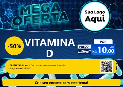 Modelo de Cartaz para Cartaz A4 Horizontal com o tema Mega Oferta - Farmácia para Farmácia