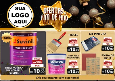 Modelo de Encarte para Encarte A4 Horizontal com o tema Ofertas de Fim de Ano para Tintas e Ferramentas