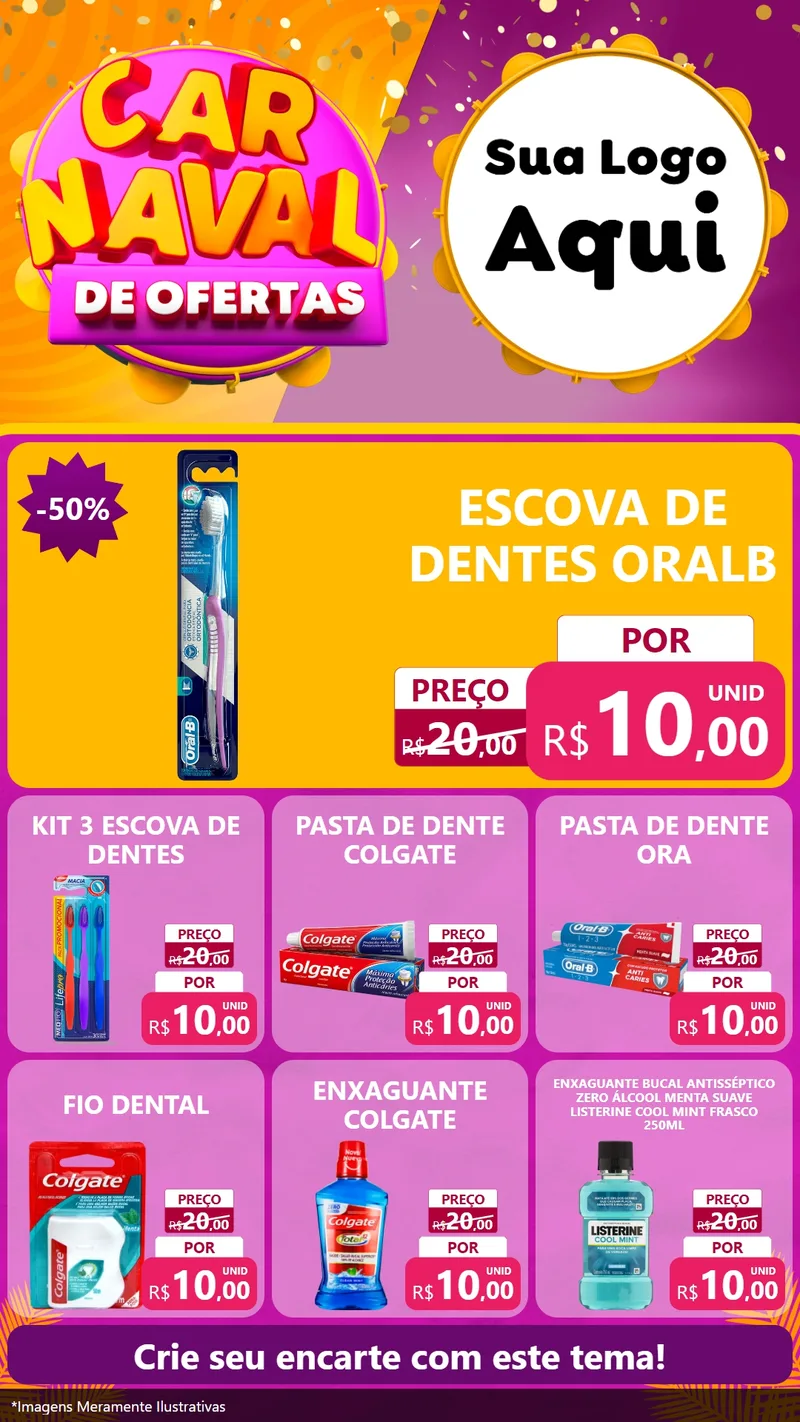 Modelo de Rede Social para Stories com o tema Carnaval de Ofertas para Higiene Pessoal