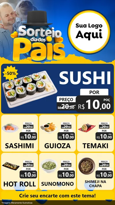 Modelo de Rede Social para Stories com o tema Sorteio Dia Dos Pais para Comida japonesa