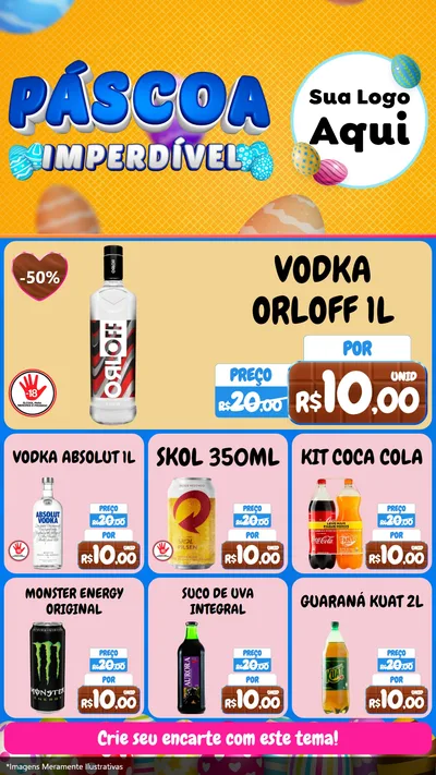 Modelo de Rede Social para Stories com o tema Páscoa Imperdível para Distribuidora de bebidas
