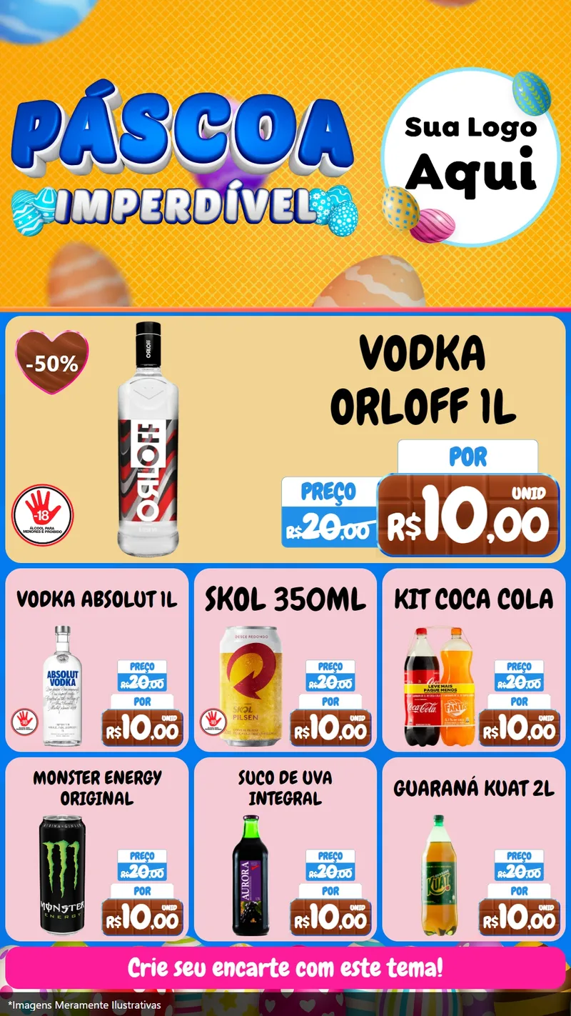 Modelo de Rede Social para Stories com o tema Páscoa Imperdível para Distribuidora de bebidas