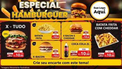 Modelo de TV para TV Horizontal com o tema Especial Hambúrguer para Hamburgueria