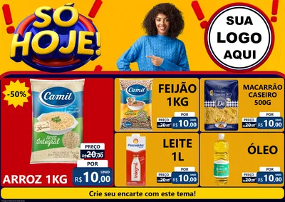 Modelo de Encarte para Encarte A4 Horizontal com o tema Só Hoje! para Supermercado