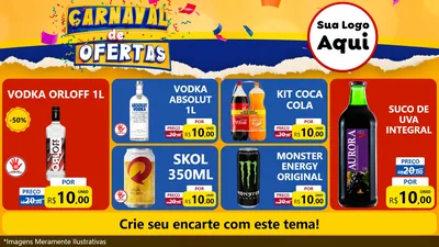 Modelo de TV para TV Horizontal com o tema Carnaval de Ofertas para Distribuidora de bebidas