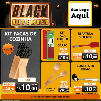 Modelo de Rede Social para Feed Facebook com o tema Black November para Utilidades Domésticas