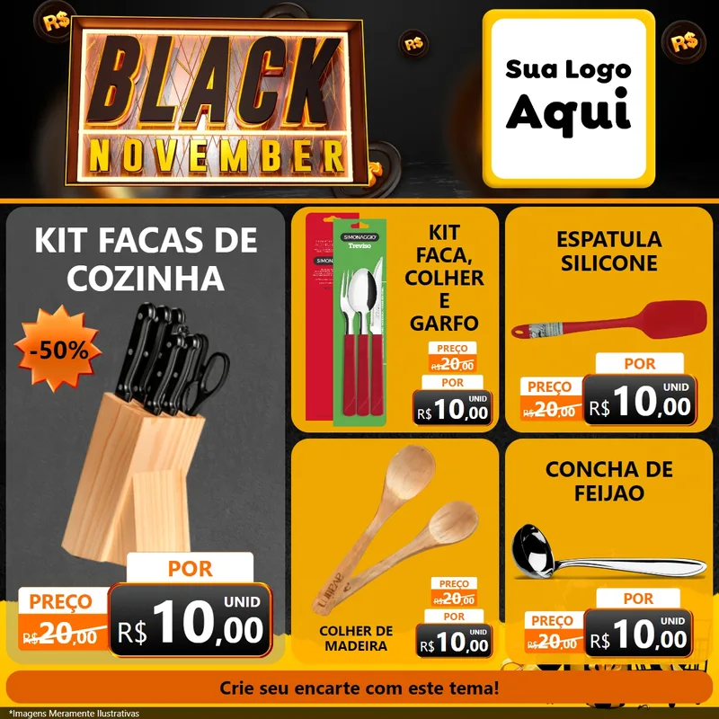 Modelo de Rede Social para Feed Facebook com o tema Black November para Utilidades Domésticas