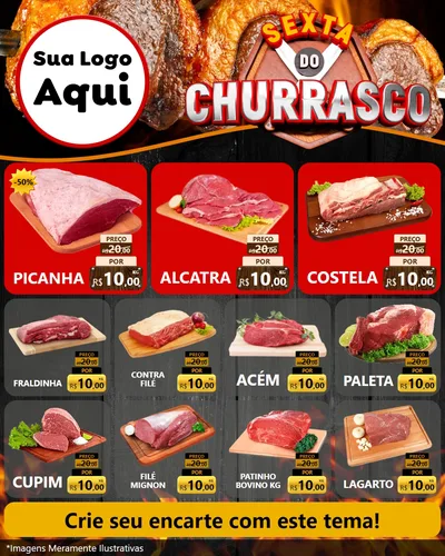 Modelo de Rede Social para Feed Instagram com o tema Sexta do Churrasco para Açougue