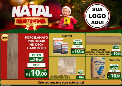 Modelo de Encarte para Encarte A4 Horizontal com o tema Natal da Economia para Pisos e revestimentos