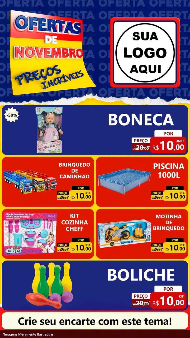 Modelo de TV para TV Vertical com o tema Ofertas de Novembro - Preços Incríveis para Brinquedos