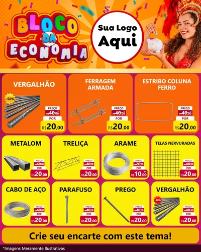 Modelo de Rede Social para Feed Instagram com o tema Bloco da Economia para Ferragens