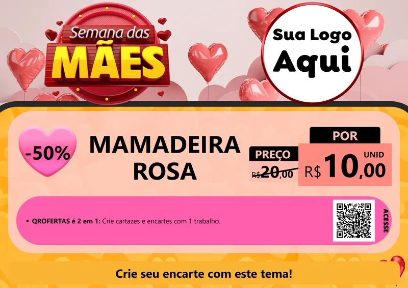 Modelo de Cartaz para Cartaz A4 Horizontal com o tema Semana das Mães para Bebês