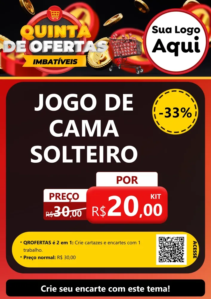Modelo de Cartaz para Cartaz A4 Vertical com o tema Quinta de Ofertas Imbatíveis para Cama, Mesa e Banho