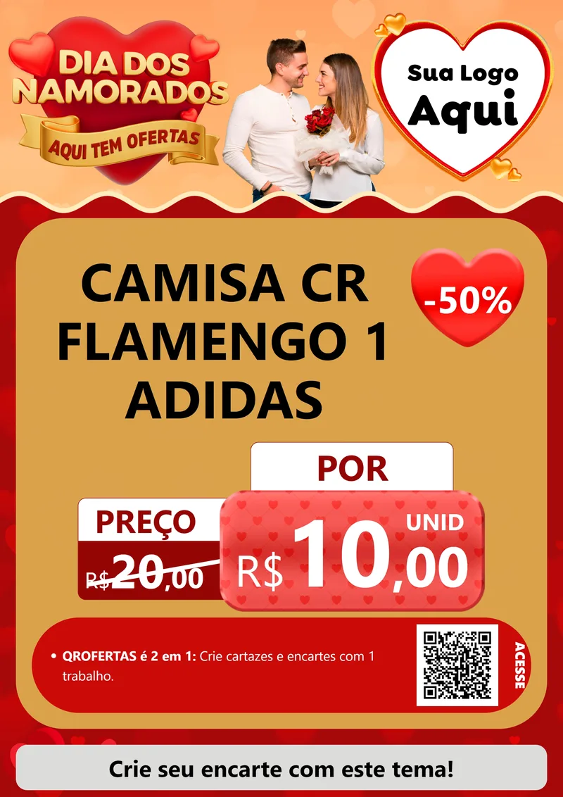 Modelo de Cartaz para Cartaz A4 Vertical com o tema Dia dos Namorados - Aqui Tem Ofertas para Roupas e acessórios