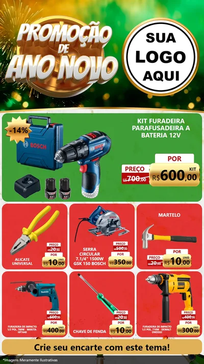 Modelo de Rede Social para Stories com o tema Promoção de Ano Novo para Maquinas e Ferramentas