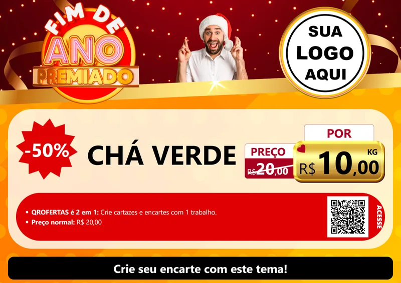 Modelo de Cartaz para Cartaz A4 Horizontal com o tema Fim de Ano Premiado para Produtos Naturais