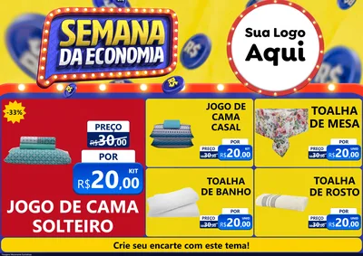 Modelo de Encarte para Encarte A4 Horizontal com o tema Semana da Economia para Cama, Mesa e Banho