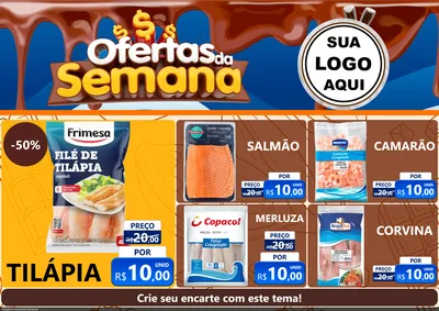 Modelo de Encarte para Encarte A4 Horizontal com o tema Ofertas da Semana - Páscoa para Peixaria