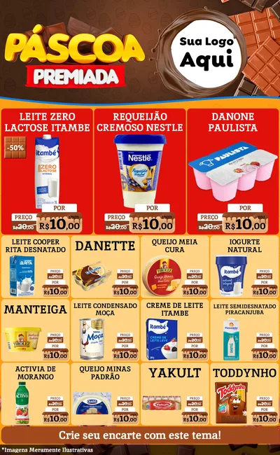 Modelo de Encarte para Encarte Grande com o tema Páscoa Premiada para Frios e Laticínios