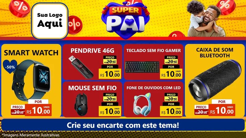 Modelo de TV para TV Horizontal com o tema Super Pai para Informática
