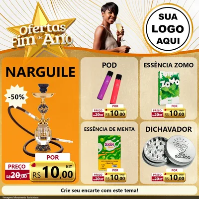 Modelo de Rede Social para Feed Facebook com o tema Ofertas Fim de Ano para Tabacaria