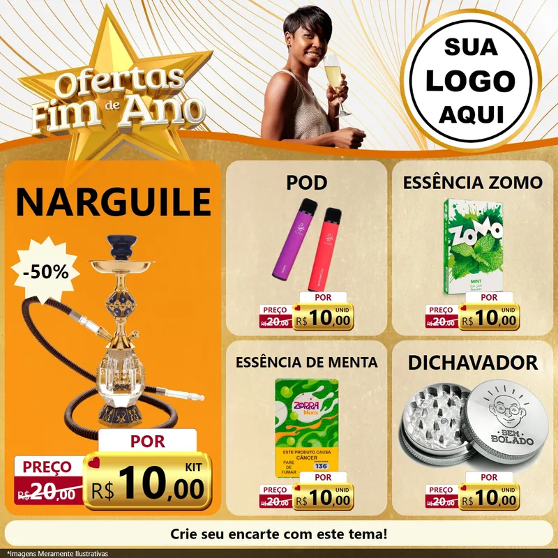 Modelo de Rede Social para Feed Facebook com o tema Ofertas Fim de Ano para Tabacaria