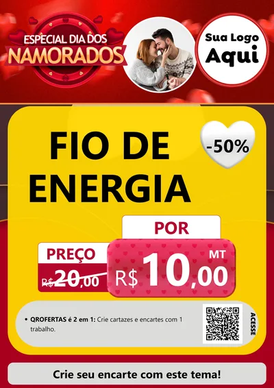 Modelo de Cartaz para Cartaz A4 Vertical com o tema Especial Dia Dos Namorados para Materiais Elétricos
