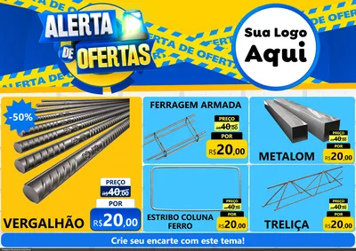 Modelo de Encarte para Encarte A4 Horizontal com o tema Alerta de Ofertas para Ferragens