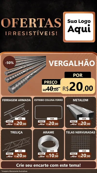 Modelo de Rede Social para Stories com o tema Ofertas Irresistíveis! para Ferragens